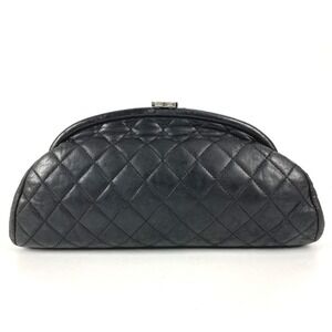 CHANEL CC Coco Mark Clasp Quilted Second Bag Pouch Logo Clutch Leather Women'...